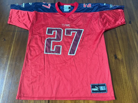Eddie George Tennessee Titans Puma NFL Red Alternate Jersey Size Youth Large Cover