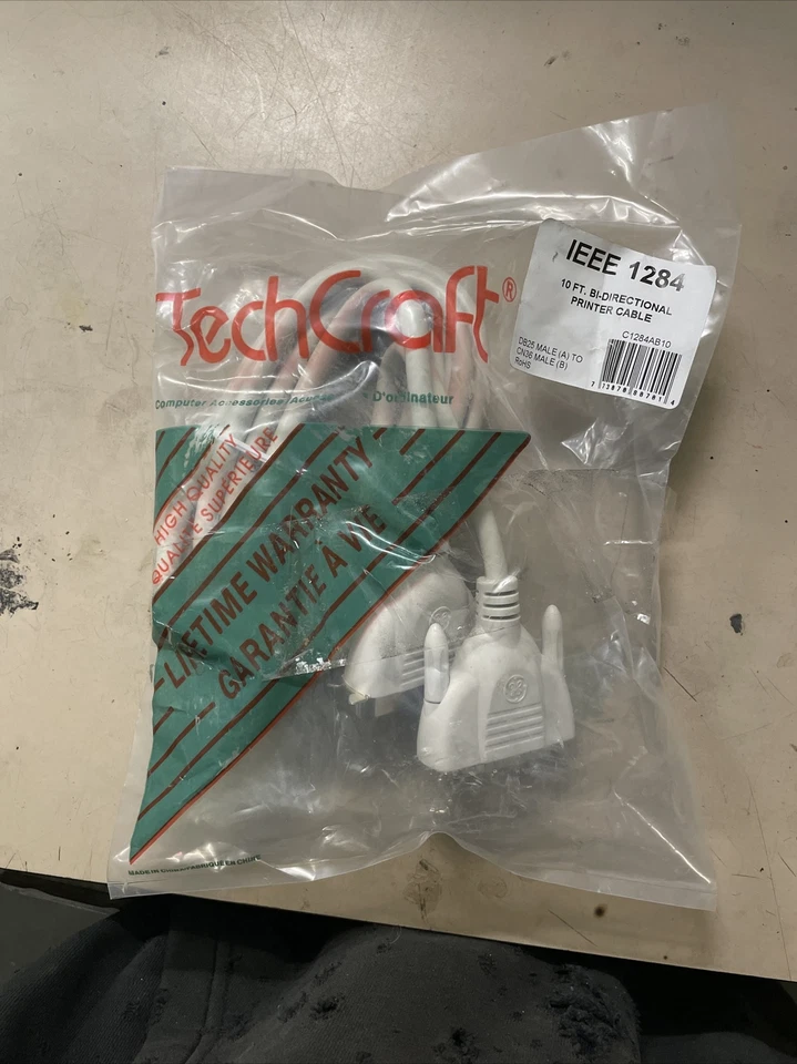 10 Foot Parallel Printer Cable DB25 CN36 M/M IEEE 1284 - Image 1 of 3