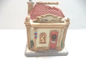 Porcelain Christmas Village - Barber Shop- Can Be Lighted - Picture 1 of 5