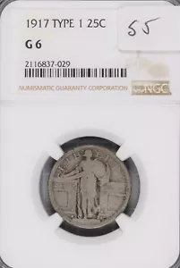 1917 Type 1 Standing Liberty Silver Quarter NGC G-6 #7-029 - Picture 1 of 2