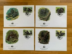 RWANDA 1985 FDC x 4 WWF GORILLA - Picture 1 of 1