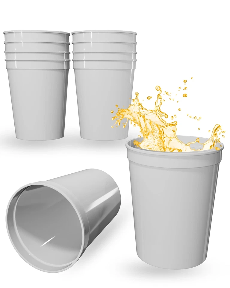 Paquete de 10 tazas de plástico reutilizables de 16 oz tazas de fiesta de estadio para boda cumpleaños Foto 1 de 4