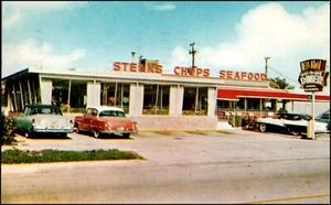 B M Diner 52nd St. and Biscayne Blvd., Miami FL Florida Old Cars Postcard - Picture 1 of 2