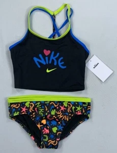 Girl's Nike T-Crossback Midkini Two Piece Swimsuit - Picture 1 of 7