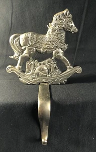 Christmas Stocking Hanger Rocking Horse Metal Cast Iron Heavy - Picture 1 of 9