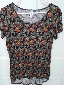 LuLaRoe Classic T Shirt Size XS Navy With Orange Flowers NWT - Picture 1 of 4