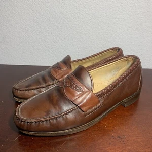 VTG Allen Edmonds NewCastle Mens Brown Leather Loafers Size 10 E USA Made - Picture 1 of 8