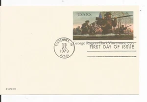 US Postcard George Rogers Clark 2 23 1979 Vincennes IN Postmark VG+ 1st Day Iss. - Picture 1 of 1