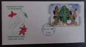 1988 Micronesia Christmas FDC ties 4 Stamps cd Pohnpei Caroline - Picture 1 of 2