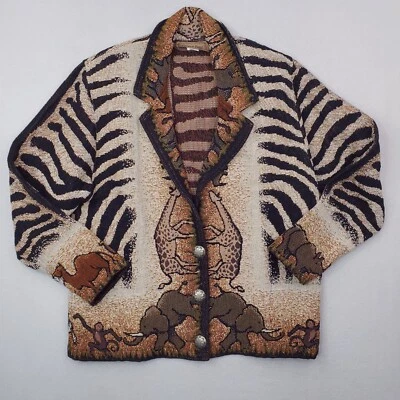 Chaqueta Poni Pintada Para Mujer Talla Única Marrón Blazer Cebra Africano Safari Tapiz Foto 1 de 4