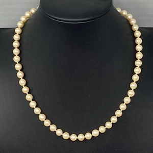 Vintage Monet Faux Pearl Necklace Champagne Hand Knotted Collar Classic 19" - Picture 1 of 13