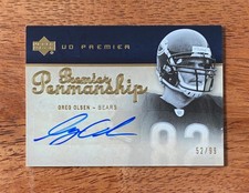 Greg Olsen 2007 Upper Deck Premier Penmanship Autographs Gold 52/99 Bears