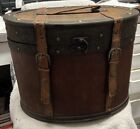 Vintage Wooden Leather Brass Box Case Dark Wood 15" X 12" X 11" Hobby Lobby