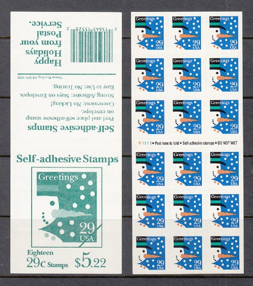 USA BOOKLET SC# 2803 CHRISTMAS GREETINGS $0.29c. - 18 S.A. MNH - PL# V1111 - Image 1 of 1