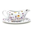 Busy Bees Fine China Gravy Boat & Saucer Dinner Tableware Sauce Serving Pitcher