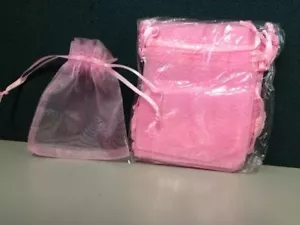 12pc PINK Mini Organza Silk Bags 10cmx7.5cm FREE POSTAGE - Picture 1 of 1