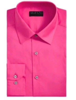ALFANI Mens Pink Collared Slim Fit Dress Shirt S 14/14.5- 32/33 - Image 1 of 2