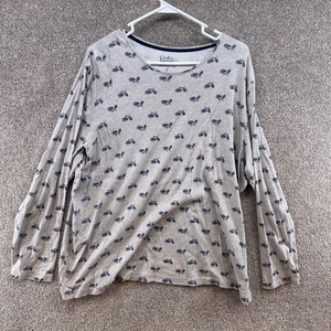 Croft & Barrow Women's Pullover Size 2X Gray Bicycle Print Long Sleeve - Picture 1 of 9
