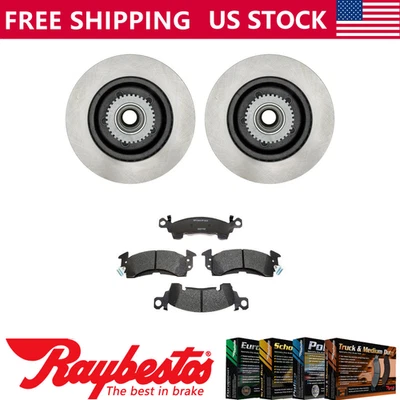 Rotor de freno delantero y buje y pastillas de freno metálicas para Cadillac Brougham 1991-1992 Foto 1 de 4