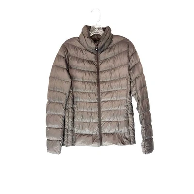 Chaqueta Uniqlo Puffer Para Mujer Gris Claro Embalable Cremallera Completa Invierno Básica Mediana Foto 1 de 4