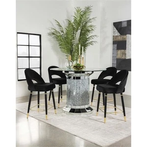 Coaster Ellie 5-piece Glass Top Counter Height Dining Room Set Mirror and Black - Picture 1 of 12