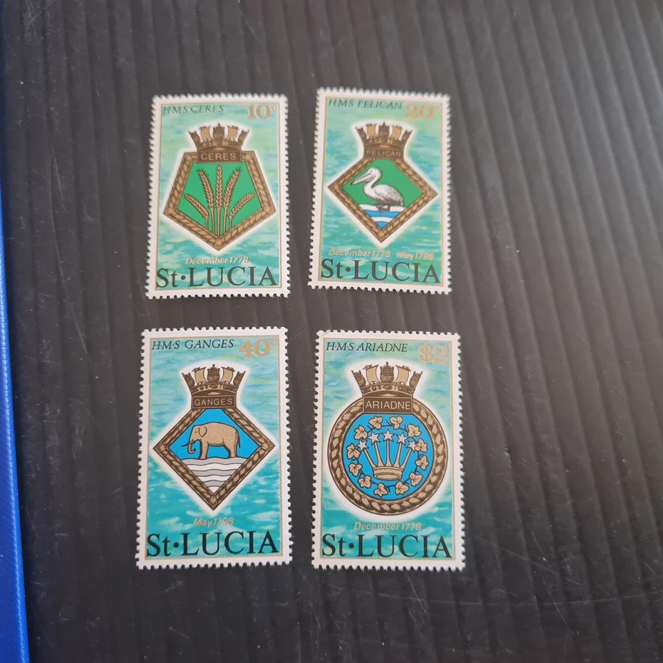ST LUCIA 1976 SG 434-437 ТЕМНО-ГЕРБЫ MNH - Изображение 1 из 1