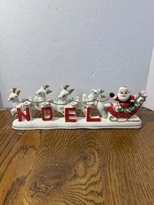 NOEL Ceramic Santa and Reindeer Candle Holder Relco Japan Vintage 1950 Read Desc - Picture 1 of 22