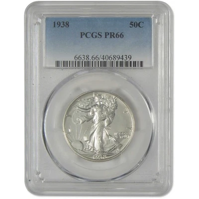 1938 Liberty Walking Half Dollar PR 66 PCGS Silver Proof 50c Coin - Image 1 of 4
