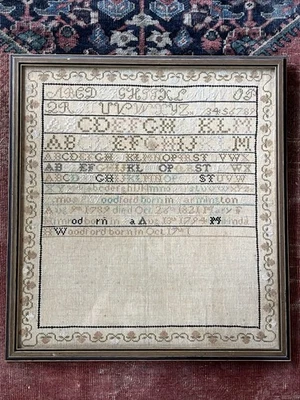 Antique Farmington, Connecticut Silk Needlework Sampler AAFA 19th C 1821 - Image 1 of 4