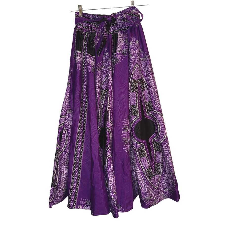 Maxi Falda Boho Púrpura Negra Blanca Estampado Hippie Festival Talla Única Laddi Foto 1 de 4