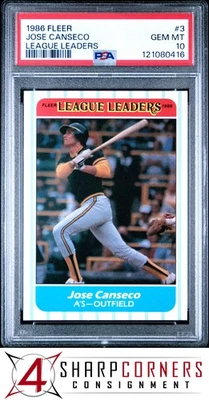 1986 FLEER ЛИГИ ЛИДЕРОВ #3 JOSE CANSECO RC ЛЕГКАЯ АТЛЕТИКА PSA 10 - Изображение 1 из 3