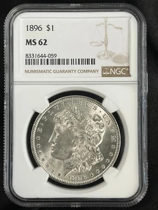 1896 Morgan Silver Dollar $1 NGC MS62 - Picture 1 of 4