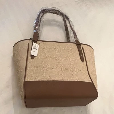 Bolsa tote Talbots palha diamante bronzeada - Imagem 1 de 4