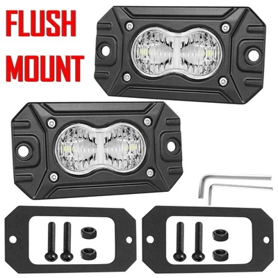 2x 4" 40W Flush Mount LED Cube Pods Work Light Bar Flood Driving Reverse Offroad - Image 1 of 4