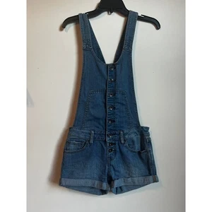 Free People Denim Overalls Button Front Shortall Women's Size 24 - Picture 1 of 10