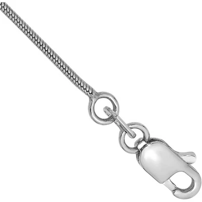 14K Solid White Gold 0.9mm Round Herringbone Chain Bracelet - Image 1 of 4