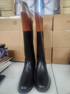 Tommy Hilfiger Women Shano Riding Boot Full Zip Wide Calf Black Brown 10M - Picture 1 of 7