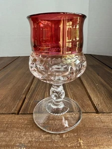 Vintage Tiffin Glass Kings Crown Ruby Flashed Thumbprint 8oz 5 3/4” Water Goblet - Picture 1 of 8