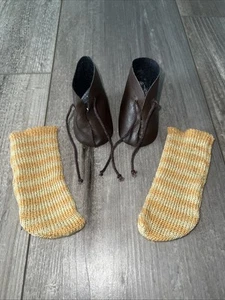 Vintage Pleasant Company American Girl Kirsten Brown Meet Boots & Wool Socks - Picture 1 of 9