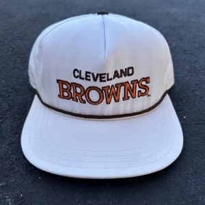Vintage Cleveland Browns AJD SnapBack Hat Cap 80s 90s Deadstock White NFL Block - Bild 1 von 10