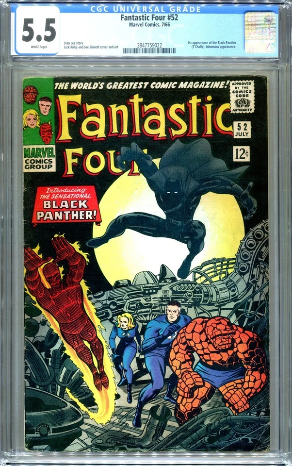 Fantastic Four 52 ☀️ CGC 5.5 ☀️ 1st appearance Black Panther ☀️ Lee & Kirby 1966 - Image 1 of 1