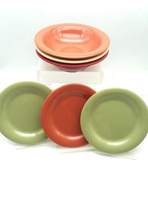 G.E.T. Melamine Bowls & Plates Cereal Salad Dessert 6Pcs Restaurant Rimmed Retro - Image 1 of 4