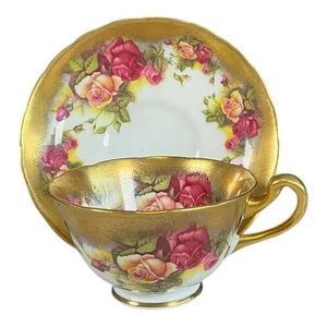 Vintage Royal Chelsea Golden Rose Bone China Teacup & Saucer Set Made In England - Picture 1 of 11