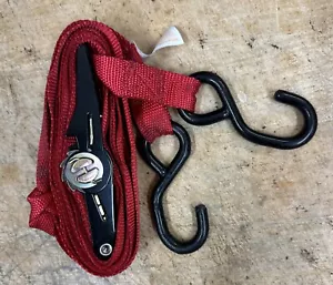 Red WORKFORCE 8363 CARGO RATCHET TIE DOWN STRAP Working Load Limit 800 lbs - Picture 1 of 13