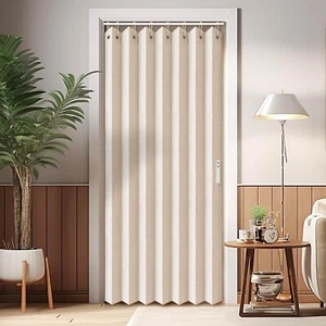 Closet Curtains, Accordion Style Door Curtains for Doorways, Pleated Folding Doo - Picture 1 of 7
