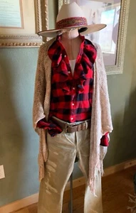 Ralph Lauren Edited 10 100% Cotton Flannel Red Buffalo Plaid Ruffle Slim Fit - Picture 1 of 13