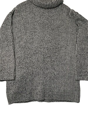 Suéter grueso tejido cuello alto por juntos! Acogedor mezcla de lana blanco y negro talla L Foto 1 de 4