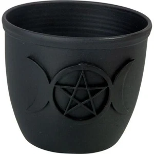 Triple Moon and Pentacle Metal Pot Candle Holder! - Picture 1 of 3