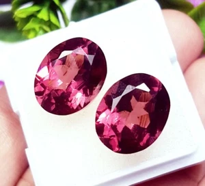 Natural Rhodolite Garnet Pair Loose Gemstone 18+ Ct Certified Oval Cut ~PRG14 - Picture 1 of 9
