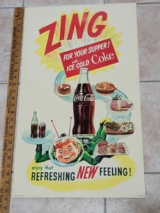 Vintage Coca-Cola Cola Flasche ZING Store Display Schild Astronaut Weltraum  - Bild 1 von 6